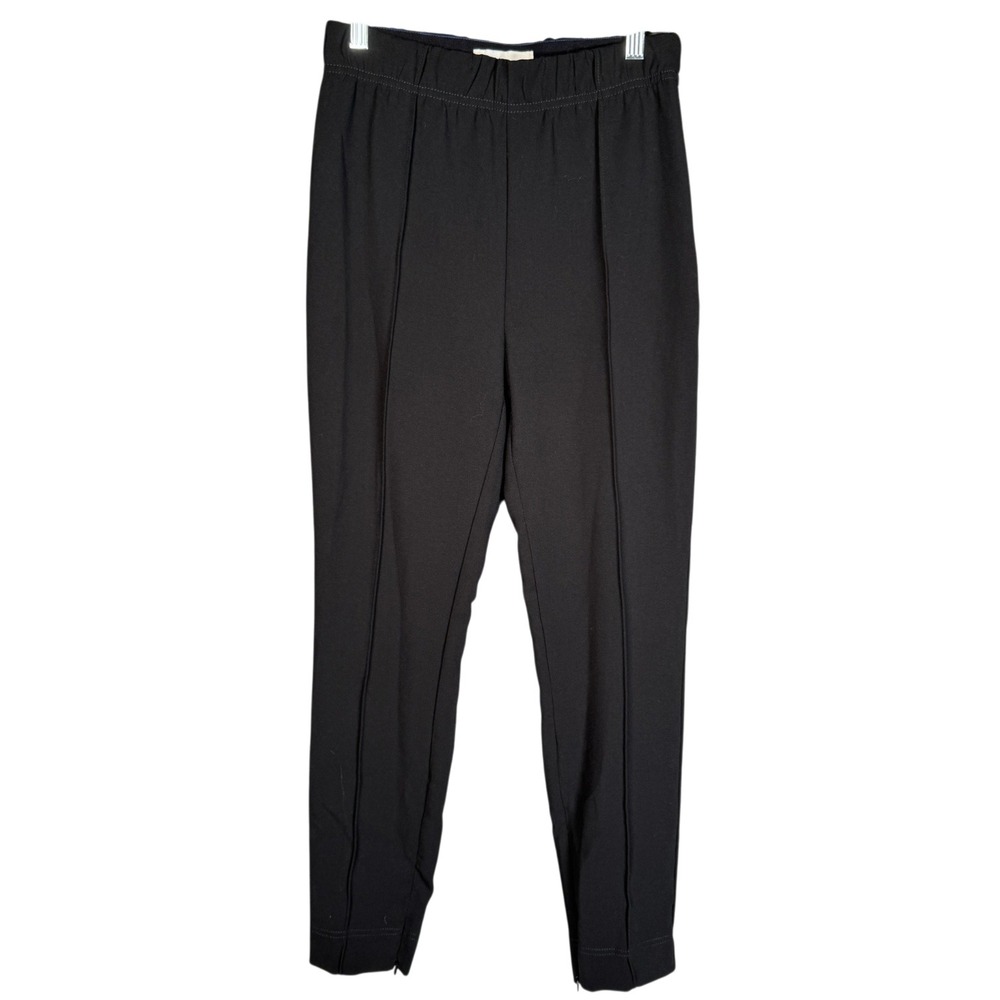 Anthropologie Tapered Ankle Zip Pant Womens XS Black Pintuck Pull On Stretch NEW